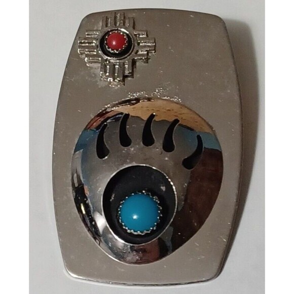 Zuni Tribe Southwest Style Faux Turquoise Bear Claw Bolo Tie - Picture 1 of 10